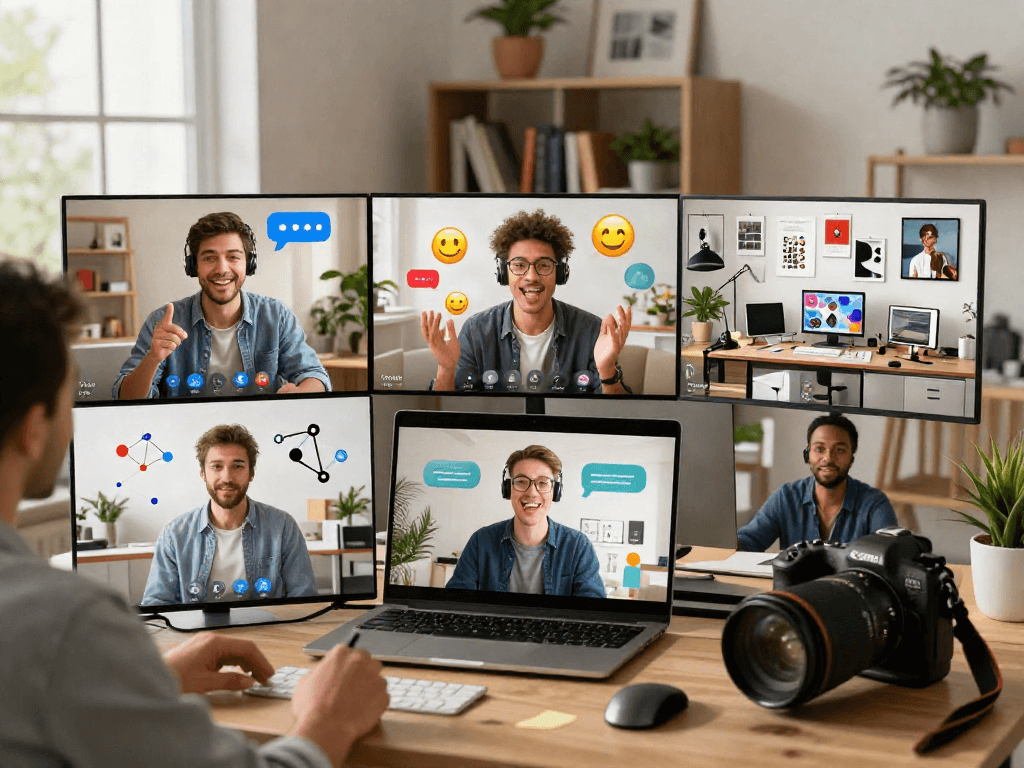 Engaged users in a spicychat online communication scene, showcasing vibrant avatars and lively interactions.