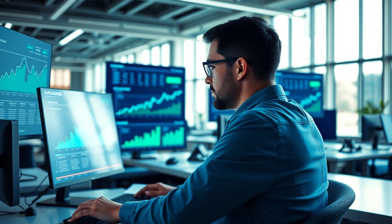 Analyze SEO Rank performance data with a focused professional in a modern office.