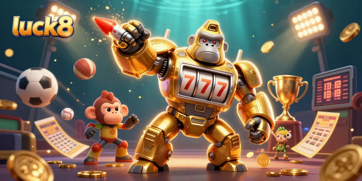 Experience exhilarating gaming with luck8's dynamic 3D characters and vibrant sports-themed elements.