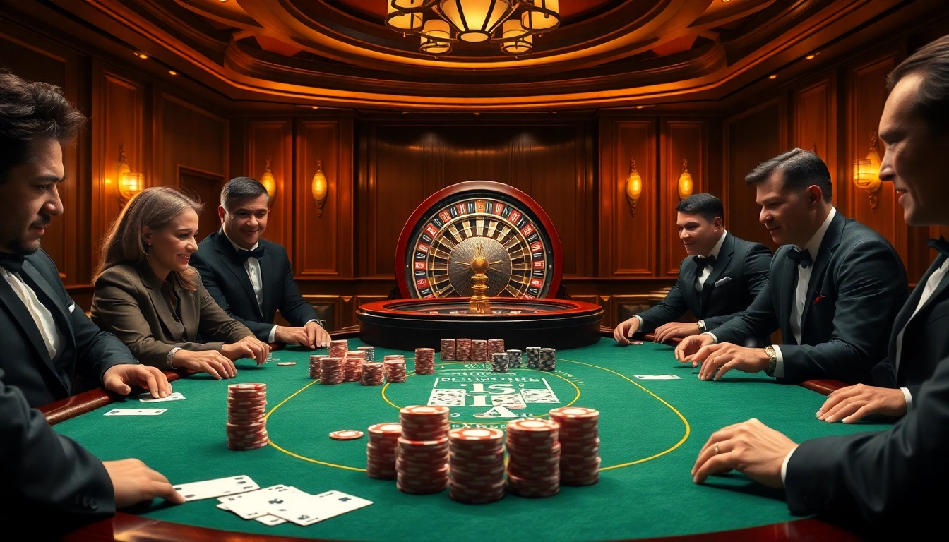 Experience high-stakes action at luongsontv's elegant gambling scene with poker chips and cards.