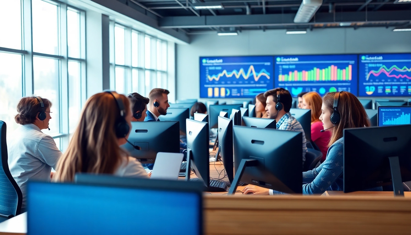 Enhance your understanding of call centre software through a dynamic office setup featuring engaged agents.