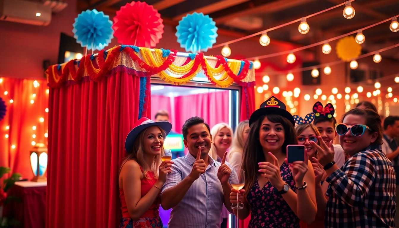 Experience the joy of photo booth rental at a fun, vibrant party with colorful decor and engaging props.