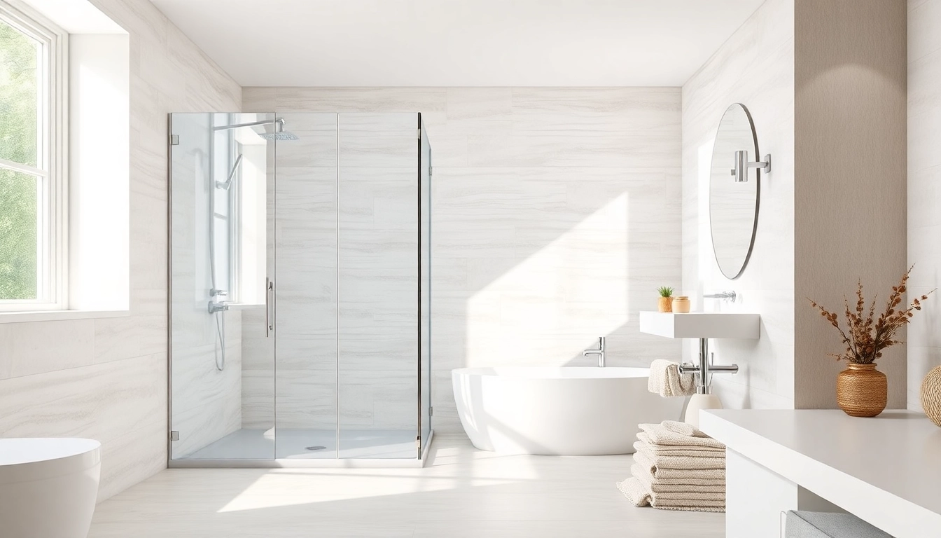 Admire elegant showers au in a modern bathroom designed with sleek features.