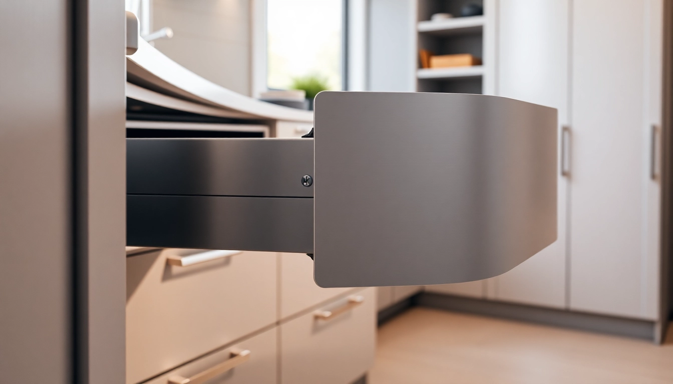 Explore a sophisticated Double Wall Drawer System with seamless metal sliding mechanisms in a modern kitchen.