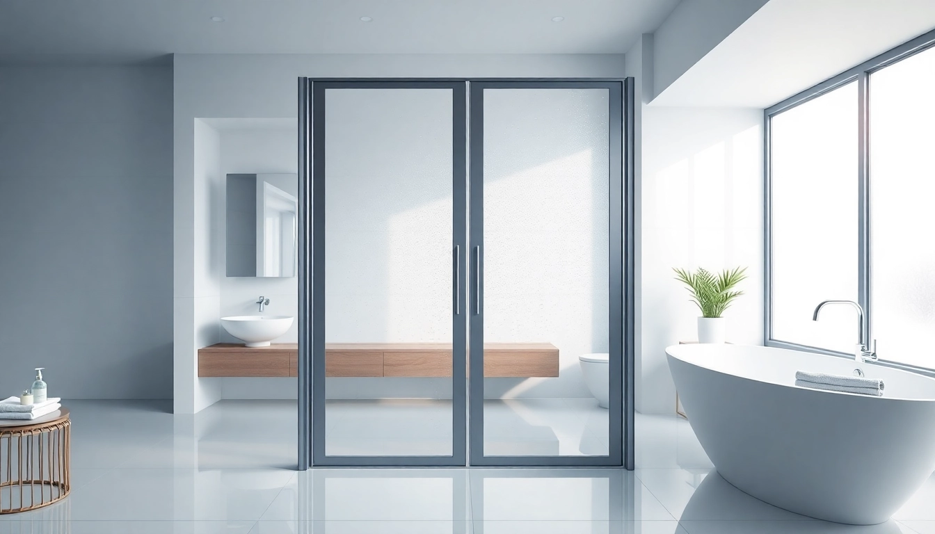 Stylish elegant shower doors within a contemporary bathroom enhancing modern aesthetics.