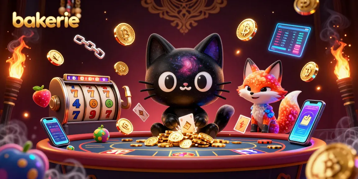 Win at bakerie-inspired cosmic casino with vibrant characters and dynamic slot elements.