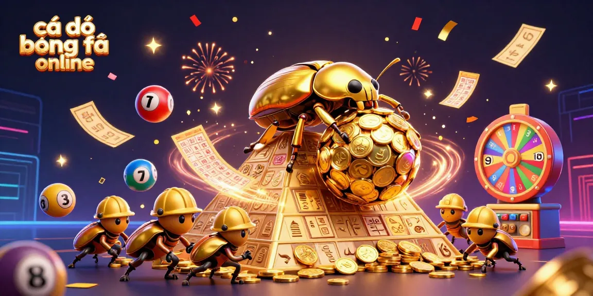 Engage in cá độ bóng đá online with a vibrant casino atmosphere featuring bold lottery elements and golden coins.