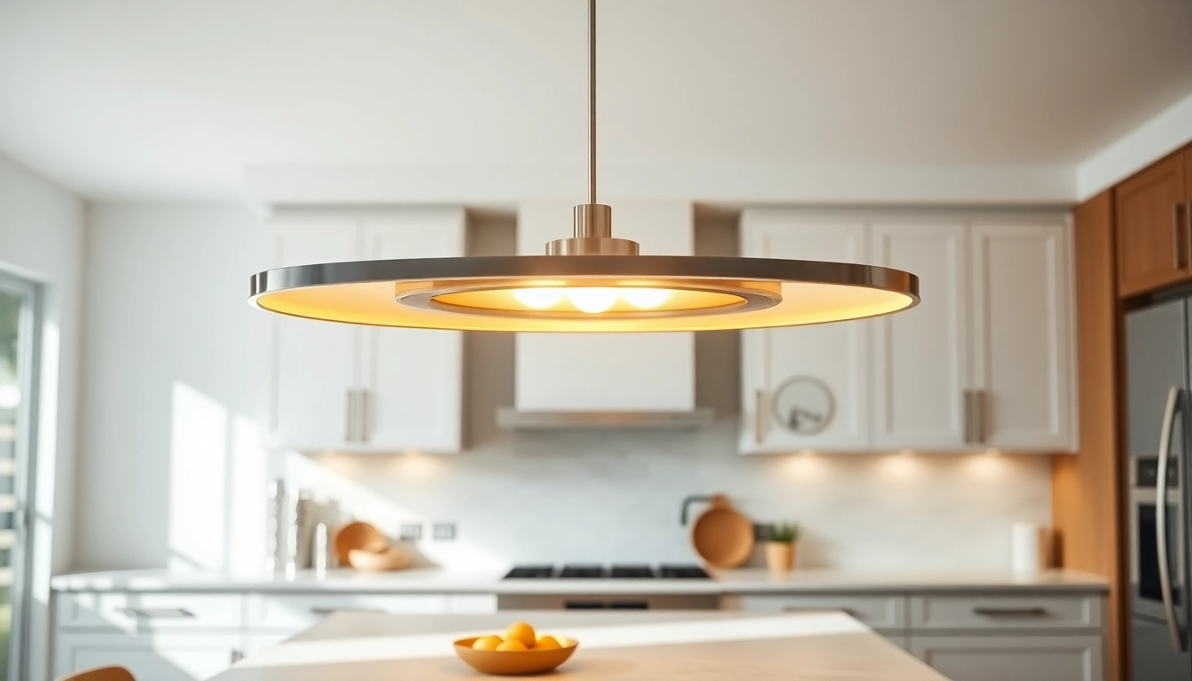 A stunning island light fixture illuminating a modern kitchen space with elegance and warmth.