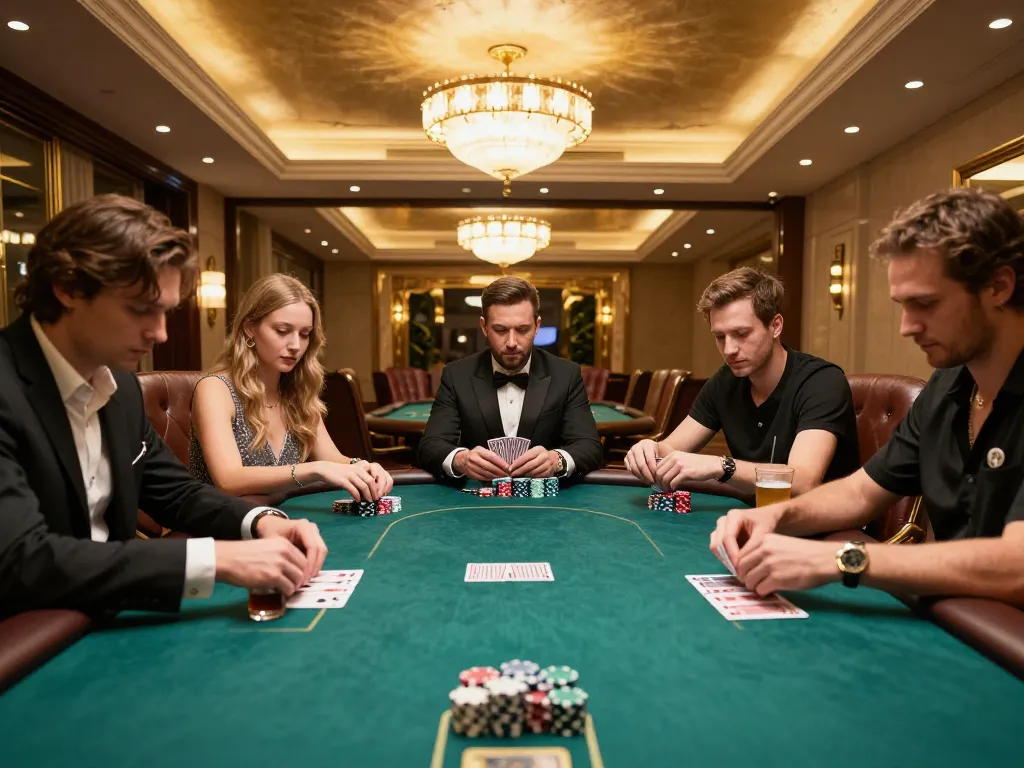 Players strategizing a high-stakes game at SC88's exclusive poker room