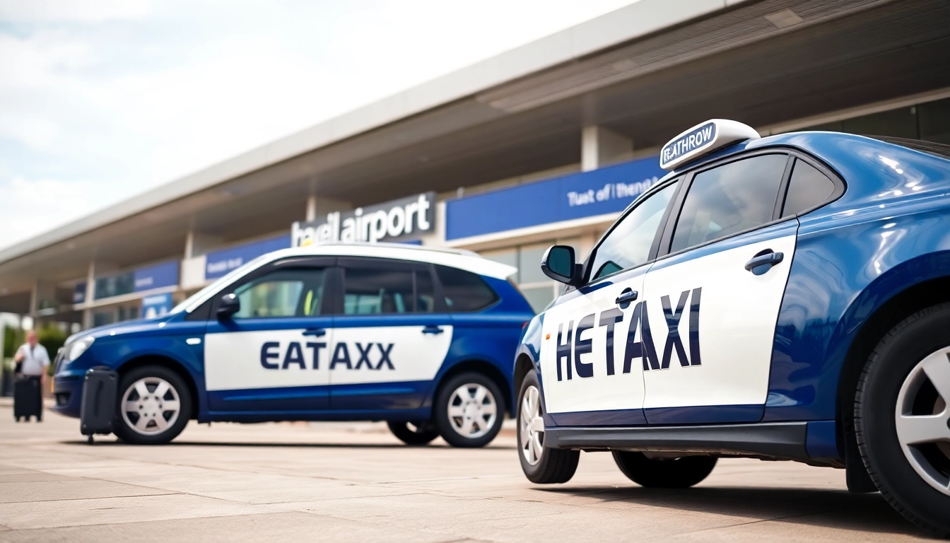 Taxi Nottingham to Heathrow Airport showcasing a professional, sleek vehicle at the airport.