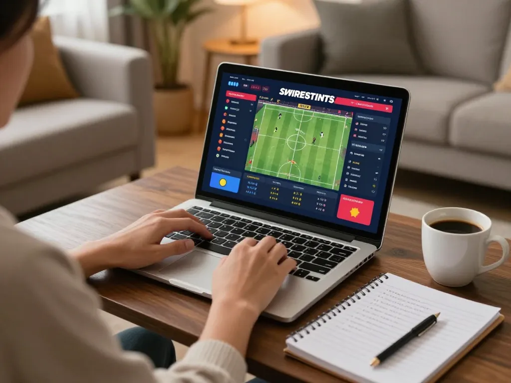 Engaged in sports betting on a laptop, enjoying the thrill of trang cá độ bóng đá from home.