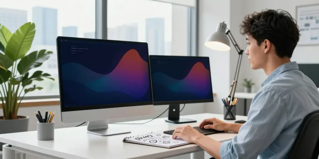 Professional working on instant indexing strategies in a digital marketing office.