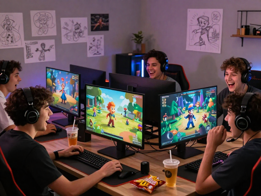 Exciting scene of players enjoying free porn games HTML online in a lively gaming atmosphere