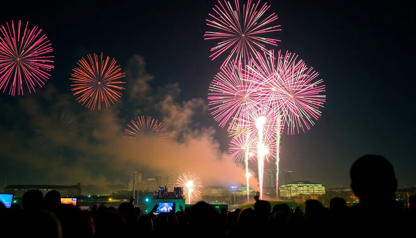 Enjoy the excitement as you Buy fireworks Manchester, capturing vibrant firework bursts above the city skyline.