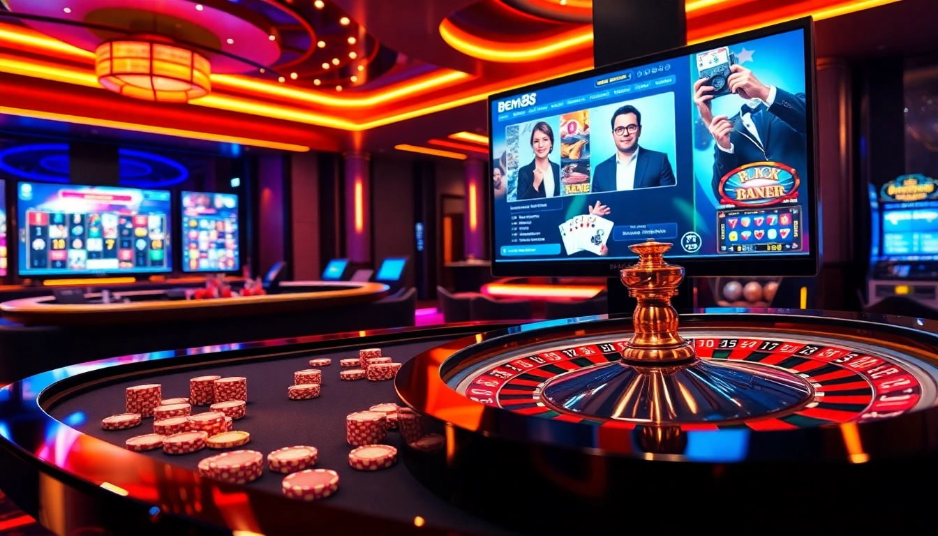 BEM88 online casino gameplay featuring roulette, poker chips, and live dealers.