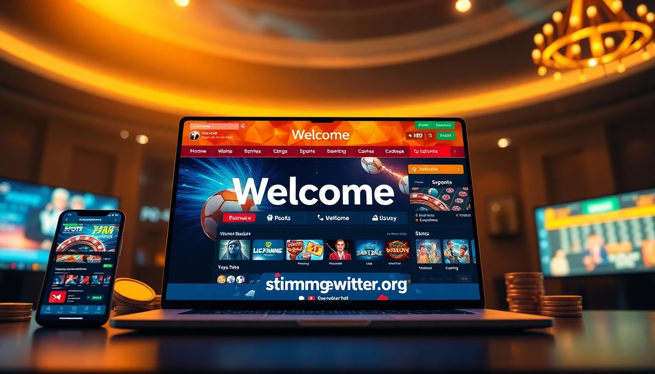 Engaging online gambling scene featuring stimmgewitter.org interface with diverse betting options and a welcoming atmosphere.