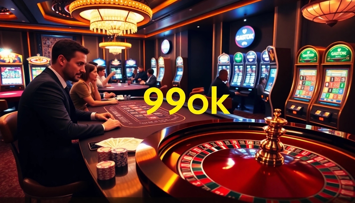 Experience the thrill of high-stakes poker at 99ok's luxurious casino environment.