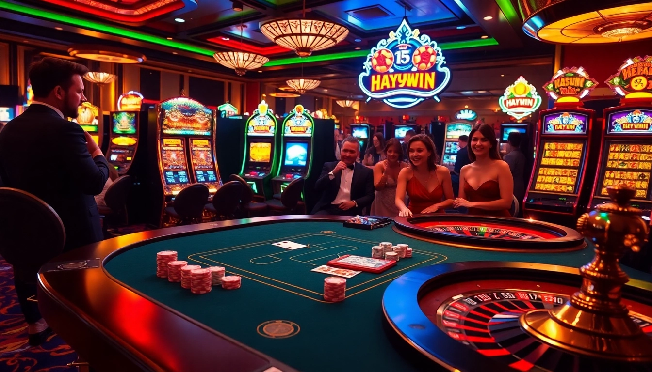 Feel the excitement of HAYWIN at a vibrant casino table filled with chips and cards.